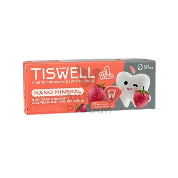 ЗУБНАЯ ПАСТА ДЕТСКАЯ TISWELL РЕМИНЕРАЛ НАНОГИДРОКС БЕЗ ФТОРА КЛУБНИКА СО СЛИВКАМИ 1+ 60ГР - фото 1
