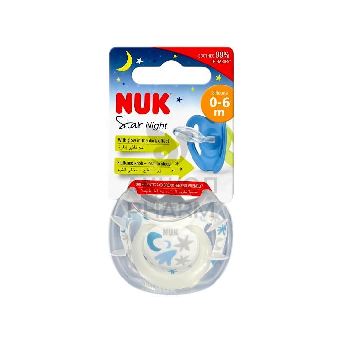 СОСКА ПУСТЫШКА NUK STAR NIGHT СИЛИК 0-6М+ - фото 1