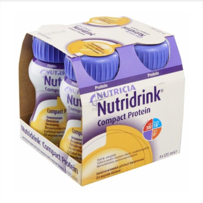 КОМПАКТ ПРОТЕИН NUTRIDRINK БАНАН 4*125ГР - купить в интернет-аптеке Ақ Жол Pharm