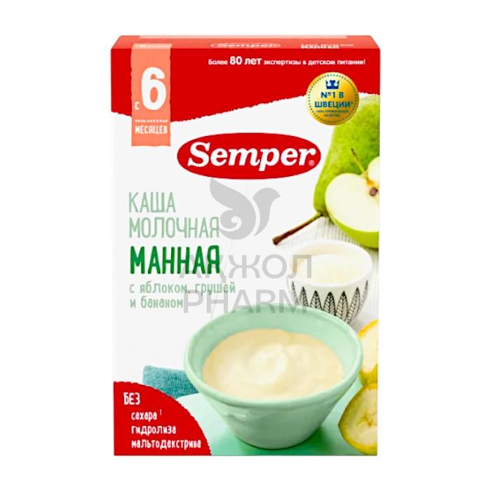 КАША SEMPER МАННАЯ ЯБЛОКО ГРУША БАНАН 6+ 180ГР - фото 1