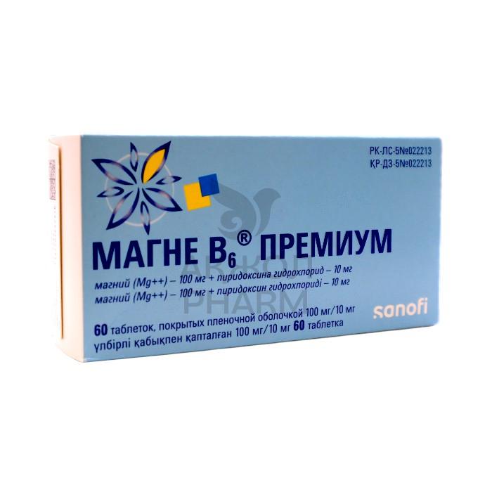 МАГНЕ В6 ПРЕМИУМ ТАБ 100МГ/10МГ №60/САНОФИ-АВЕНТИС С.П.А - купить в интернет-аптеке Ақ Жол Pharm