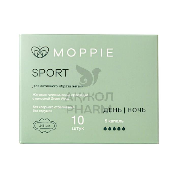 ПРОКЛАДКИ ГИГИЕНИЧЕСКИЕ MOPPIE SPORT С ПОЛОСКОЙ GREEN WAVE ДНЕВНЫЕ 10ШТ - купить в интернет-аптеке Ақ Жол Pharm