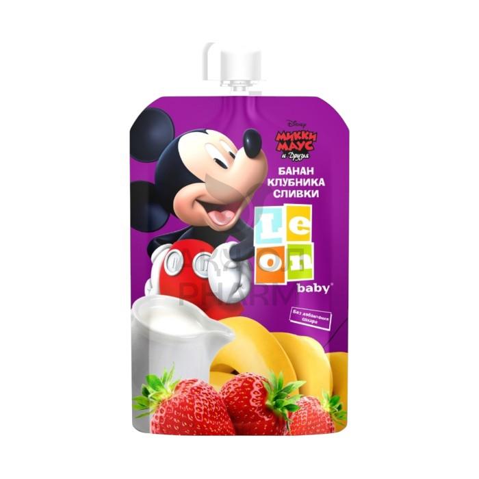 ПЮРЕ МИККИ МАУС БАНАН-КЛУБНИКА-СЛИВКИ 90ГР - фото 1
