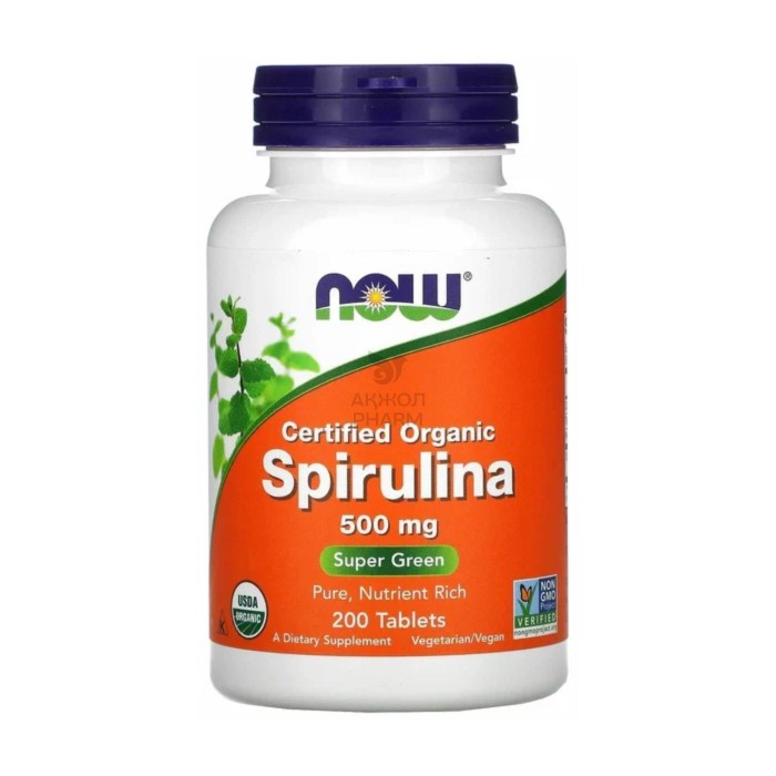 ВИТАМИНЫ NOW FOODS СПИРУЛИНА 500МГ №200 ТАБ - фото 1