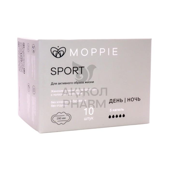 ПРОКЛАДКИ ГИГИЕНИЧЕСКИЕ MOPPIE SPORT С ПОЛОСКОЙ GREEN WAVE НОЧНЫЕ 10ШТ - купить в интернет-аптеке Ақ Жол Pharm