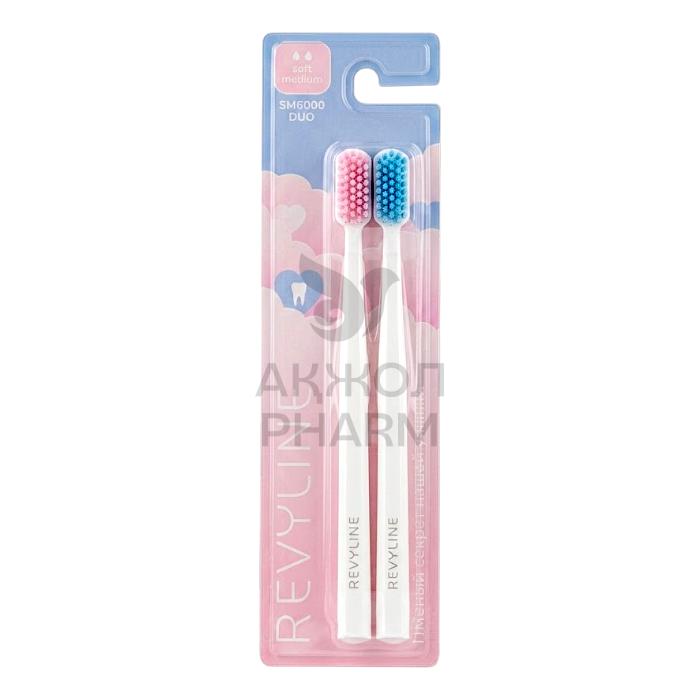 НАБОР ЗУБНЫХ ЩЕТОК REVYLINE SM6000 DUO WHITE PINK+WHITE BLUE - фото 1