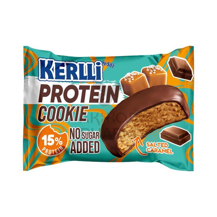 ПЕЧЕНЬЕ KERLLI ПРОТЕИНОВОЕ ГЛАЗИРОВАННОЕ СО ВКУСОМ КАРАМЕЛИ 45Г - фото 1