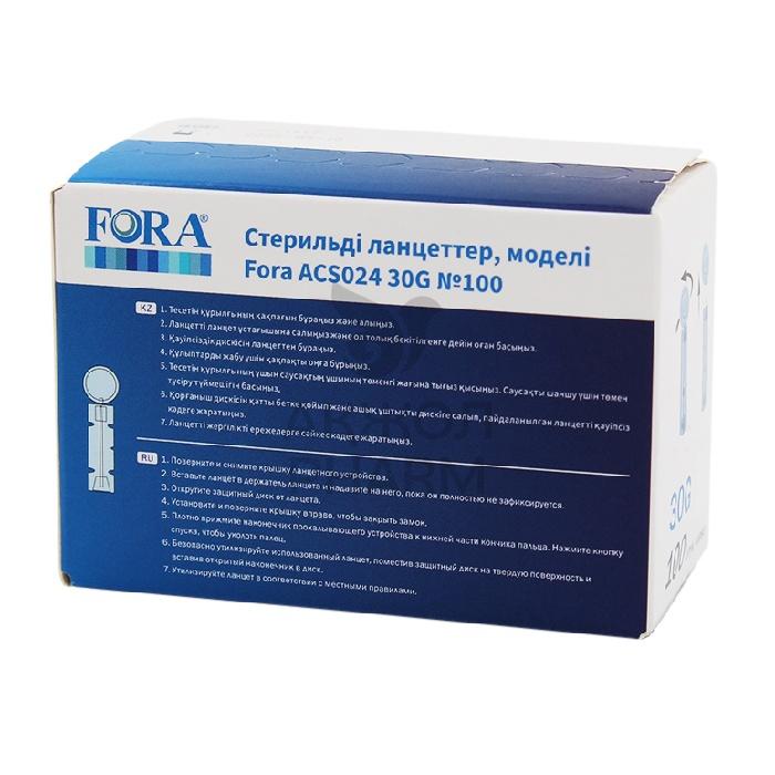 ЛАНЦЕТЫ СТЕРИЛЬНЫЕ FORA ACS024 30G №100 - купить в интернет-аптеке Ақ Жол Pharm