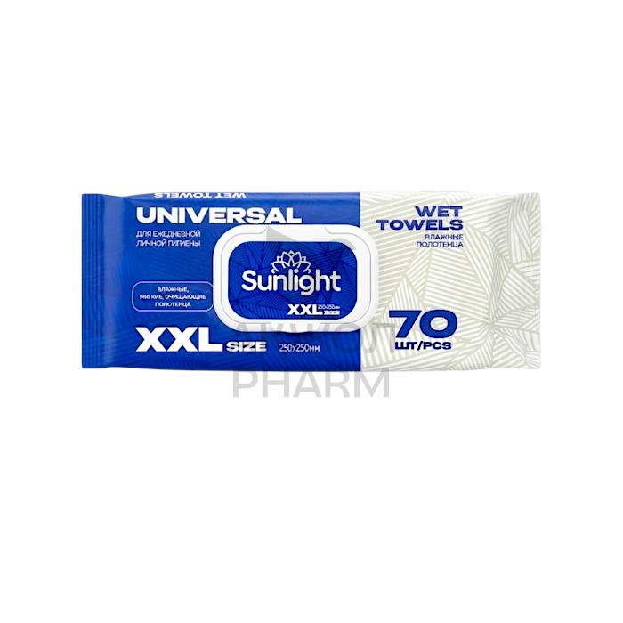 САЛФЕТКИ ВЛАЖНЫЕ SUNLIGHT UNIVERSAL 25*25 XXL 70 ШТ - купить в интернет-аптеке Ақ Жол Pharm