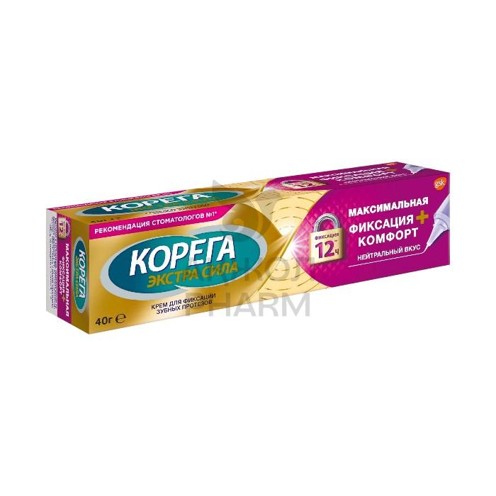 КОРЕГА КРЕМ Д/ФИКСАЦИИ ЗУБНЫХ ПРОТЕЗОВ ЭКСТРА СИЛА КОМФОРТ НЕЙТРАЛЬНЫЙ ВКУС 40Г - купить в интернет-аптеке Ақ Жол Pharm